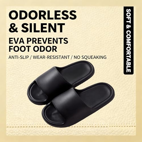 GoodTool Bathroom Slippers For Men And Women Non-Slip, House Slippers For Home, Suitable For Use In Beaches, Swimming Pools, Bathrooms, And Gardens (Black-3, 40-41)