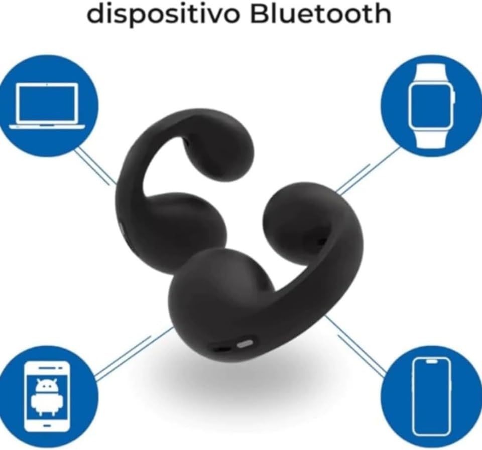 Fone Bluetooth Esportivo Condução Óssea BT33 – Open-Ear Sem Fio, Bluetooth 5.3, Earcuffs para Corrida, Resistente à Água, Compatível com iOS e Android (PRETO)