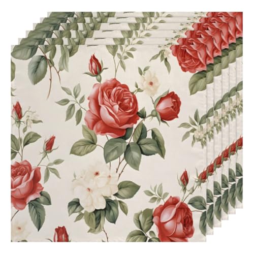 Set de 6 servilletas de tela flores multicolor 50.5x50.5 cm miniatura 1
