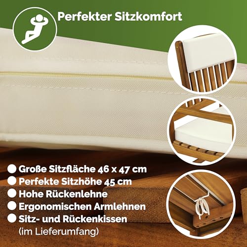 Deuba Rocking Chair en Bois Chaise a Bascule 54x76x102cm Fauteuil intérieur extérieur avec Coussin d'assise – Image 5