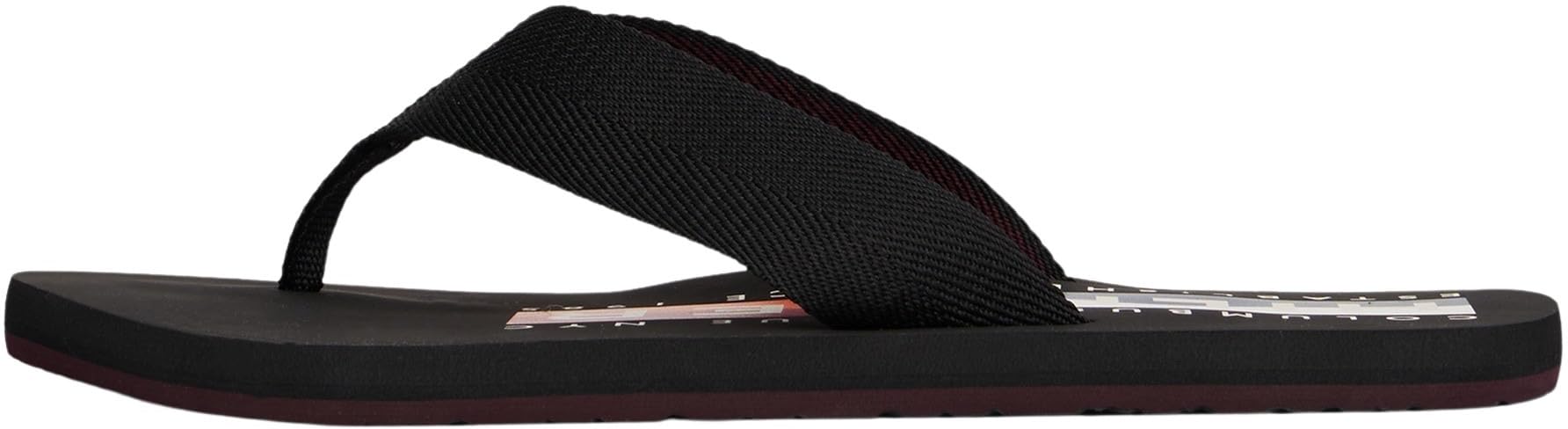 Tommy Hilfiger Men’s Corporate Beach Wide Strap Flip Flops, Black (Black), 7