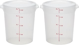 Cambro 4 Quart BPA-Free Food Storage Containers with Lids (2 Pack) - Translucent Round Buckets for Meal Prep, Baking, Dough Proofing & Brining