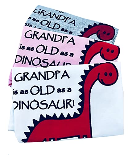 My Grandpa Is As Old As A Dinosaur - Grandpa Kids Shirt, Funny Children's Tees, Back to School Clothes, Short Sleeve (2T, Pink)3