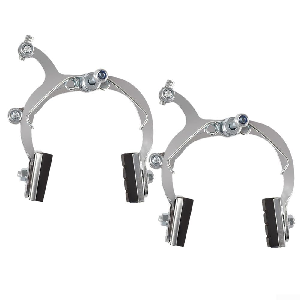 Bicycle C-Type Caliper Brake Set for Road Bike, Front 50mm & Rear 40mm Symmetrical Brakes for 20-26 Inch Wheels(silver)