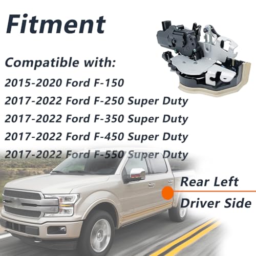 Image of Door Lock Actuator Compatible with 2015-2020 F-150, 2017-2022 F-250 F-350 Super Duty 4-Door Crew Cab Pickup Rear Left Driver Side