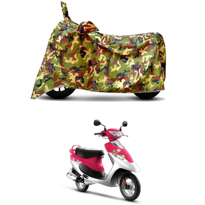 Image of Waterproof 100% PVC Coated Bike Scooty Two Wheeler Body Cover Compatible for TVS Scooty Pep Plus /UV-Rays /Heat Protection /Birds Dropping /Scratchproof /Dust Proof [6X6 Jungle Print]