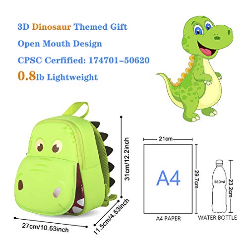 OFUN Dinosaur Backpack for Toddler, 13'' Backpack for Boys Kindergarten - Christmas/ Birthday Gifts for Boys and Girls