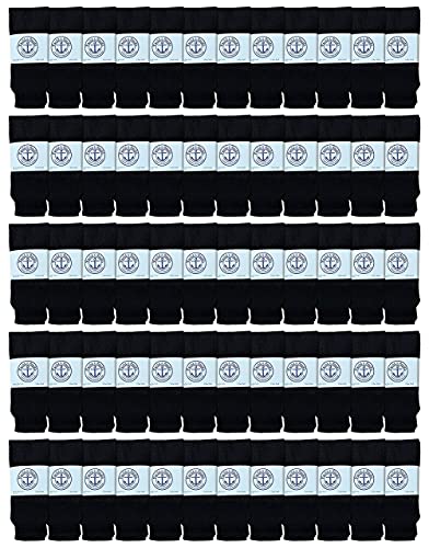 SOCKS'NBULK 60 Pairs Wholesale Bulk Sport Cotton Unisex Crew Socks, Ankle Socks, Value Deal (WOMANS BLACK TUBE), size 10-13