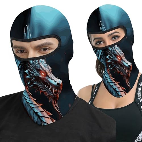 Pasamontaña térmico para hombre y mujer con estampado de dragón, máscara facial para esquí, motocicleta y clima frío miniatura 1