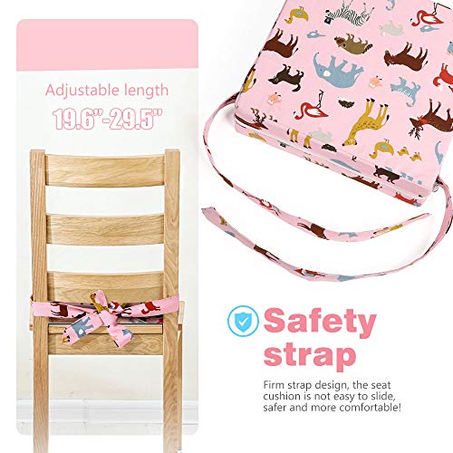 Hoomall Booster Seat for Eating Desk Eating Chair Heightening Cushion Transportable Booster Seat Cushion Double Straps Washable Thick Chair Growing Cushion for Toddler Children (12.4X12.4X3.1 Inches, Pink) 3 51q5UpsXmIL