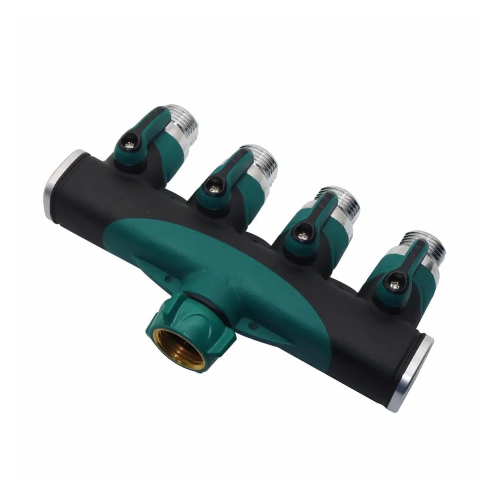 Conector de manguera de jardín de 4 vías, adaptador divisor de aleación de Zinc compatible con grifo exterior, sistema de riego por goteo, 3/4 Inc, 1 Uds.