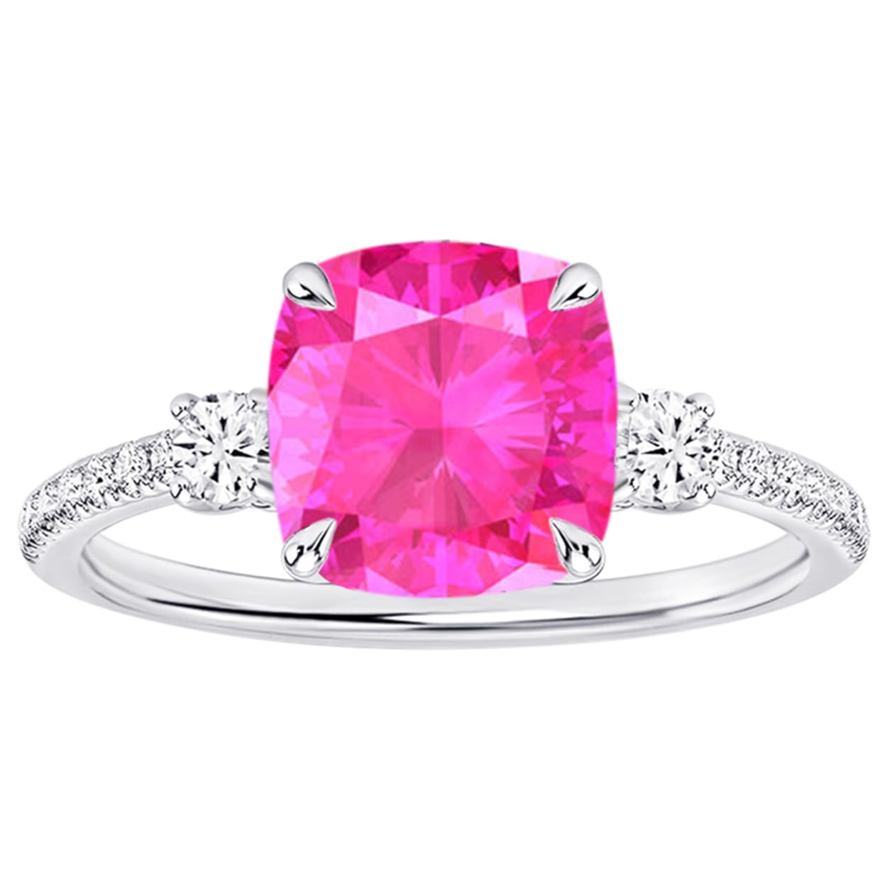 Houston Diamond District 1 to 6 Carat Cushion Platinum LAB GROWN Gemstone and LAB GROWN Diamond Engagement Ring