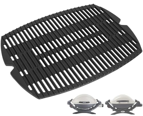 Image of 7582 Grill Grate for Weber Baby Q Parts, Weber Q1000 Accessories, Q1200, Q1400, Q100, Q120, Q140, 386001, 386002, Matte Enamel Cast Iron, Black, Rectangular, 17 inch x 12.7 inch, 1PC