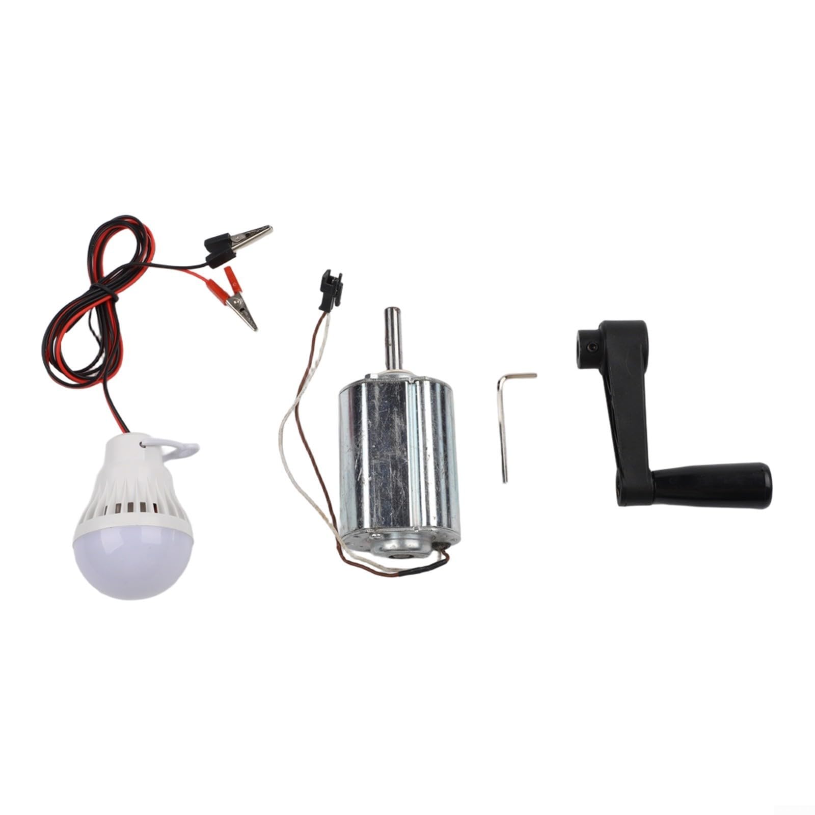 DIY Handkurbel Permanentmagnet Generator 12V 80W Windturbine Bausatz für Beleuchtung und Experimente Metall ABS Motor mit Lüfter oder Kurbel Option für Heim Garten Schule(Set 2)