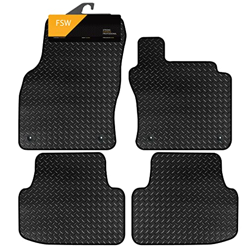 Image of FSW Tailored Car Mats Fits Volkswagen Passat 2015-2024, 3mm Rubber, Black