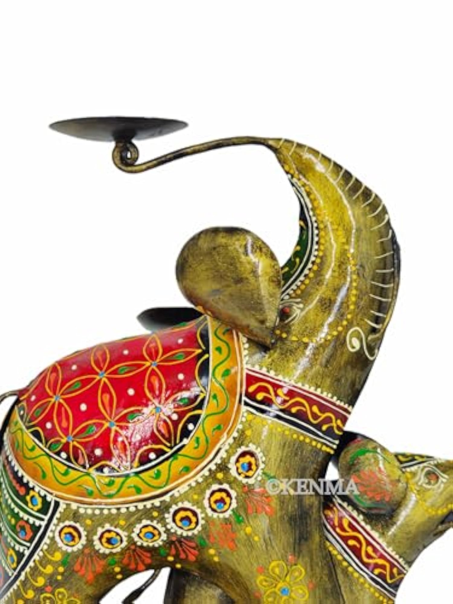 Metal Pair Candle Holder Showpiece, Multicolor Elephant