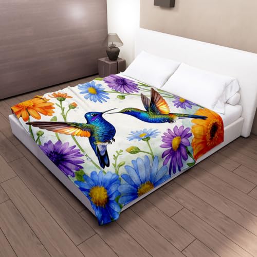 Couverture flanelle colibri douce et lavable pour protéger votre canapé - 5