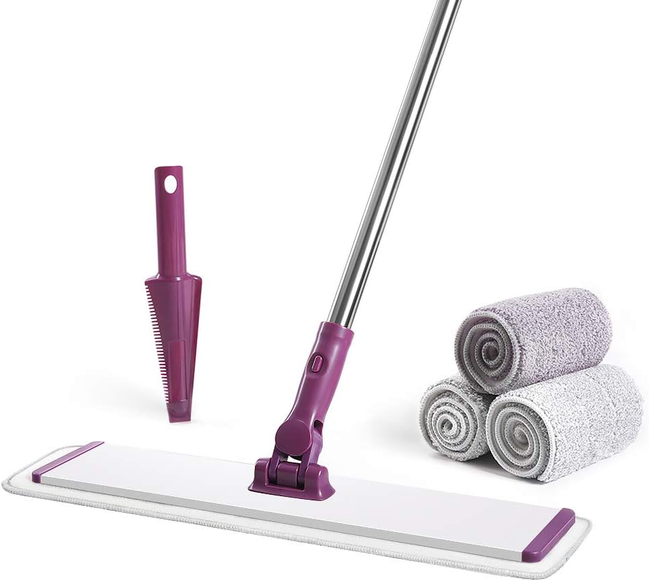 Blасk Frіdау - 40% оƒƒ CQT 18" Inch Commercial Microfiber Mop Floor Cleaning System Wet Dry and Dust Hardwood Floor Mop with 4 Washable Pads Cleaner for Hardwood Laminate Tile Stainless Steel Handle (Purple)