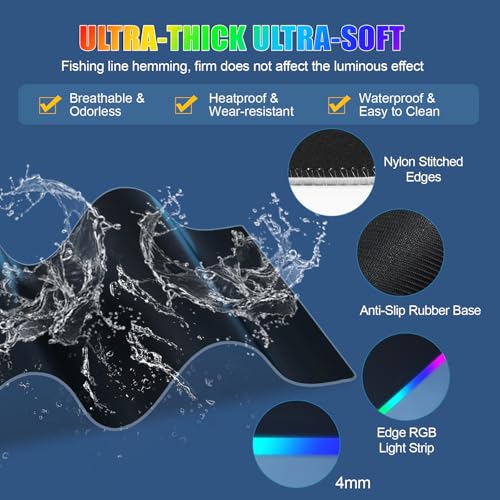 Image of RGB Mouse Pad with Foldable Phone Stand Wireless Charger, 31.5 inchx11.8 inch XL Gaming Mousepad Large Desk Mat, Desk Pad with 11 Colors 5 Modes, Waterproof