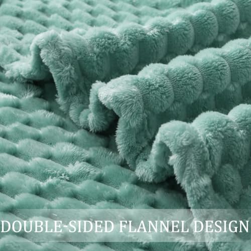 Image of Exclusivo Mezcla 3D Fleece Queen Size Blanket for Bed, Celadon | Extra Soft Fuzzy Plush Lightweight Bed Blankets, Cozy Fluffy Decorative Blankets for All Seasons, 90x90 Inches