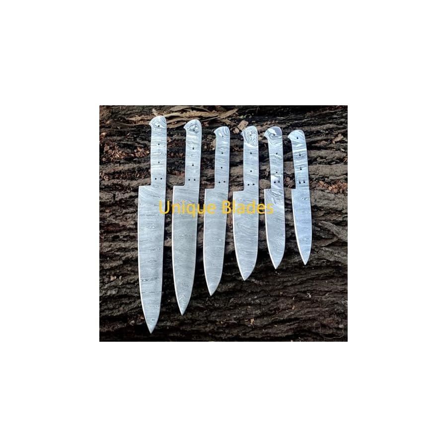 Kitchen-Knife-Set-Damascus-steel-knife-BLANK-BLADES-6-PCS-Knife-Blades-Only-Blank-Blades-For-Knife-Making-ART-Knife-Making-Blank-Blades Kitchen Knife Set ! Damascus steel knife BLANK BLADES 6 PCS Knife Blades Only Blank Blades For Knife Making ART Knife Making Blank Blades