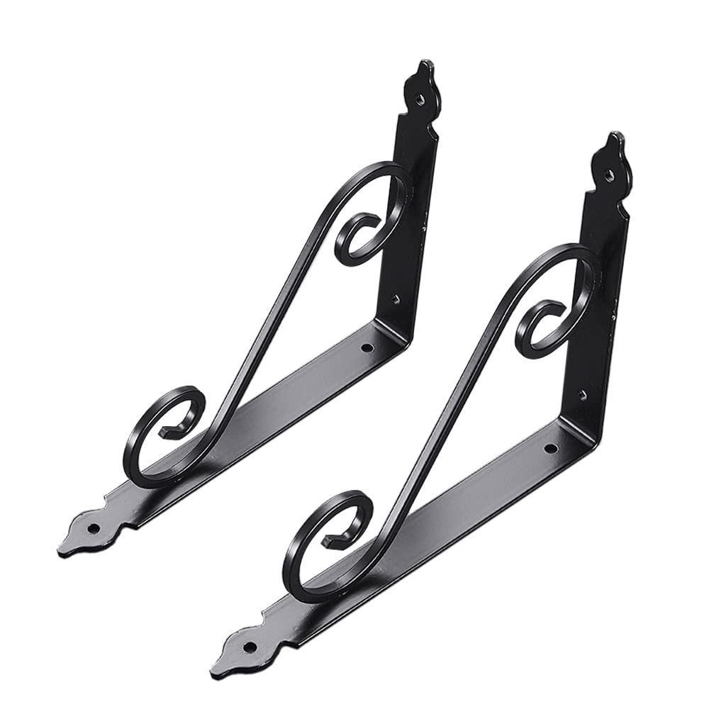 HJXGQJM Metall Regalträger - Regalkonsole for Die Wandmontage 2 Stück Schwarz, for Büro, Küche, Garten,Einstellbare Wandhalterung Regalträger Wandregalhalterung(290x240mm)