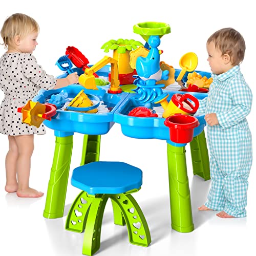 Image of Bennol Kids Water Table for Toddlers 1-3, 4 in 1 Outdoor Toys for Kids Toddlers Boys Girls, Water SandActivity Tables Summer Outdoor Toys for Outside Backyard for Toddlers Age 1-3 3-5