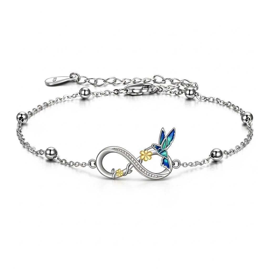 CUPERDA Tier Armband 925er Sterlingsilber Meeresschildkröten Kolibri Bienen Sonnenblumen Verstellbare Armband Tier Schmuck Geburtstags für Damen