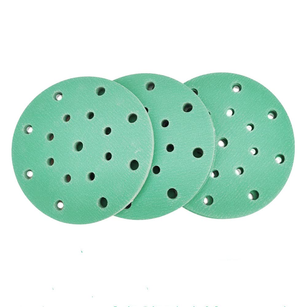 Juego de 20 piezas de papel de lija de 6 pulgadas, 150 mm, 17 orificios, bucle de gancho de grano, disco de película de poliéster, papel de lija, pulido redondo , 320