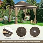 Yaheetech 11x11 Pop Up Gazebo Outdoor Canopy Shelter, Instant Patio Gazebo Sun Shade Canopy Tent with 4 Sandbags, 2 Tiers Roof & Mesh Netting for Lawn, Garden, Backyard & Deck, Brown - Image 5