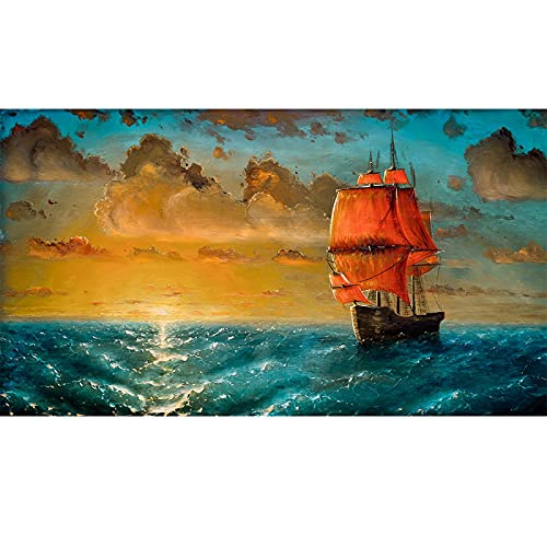 Poster de paysage marin et impression de tableau abstrait de bateau pour mur