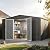 12 x 10FT Sheds & Outdoor Storage, Dark Grey Metal Waterproof Storage Shed with Door and Lock Outdoor Shed,All-Weather Shelter for Bike, Gardening Tools, Lawn Mowers