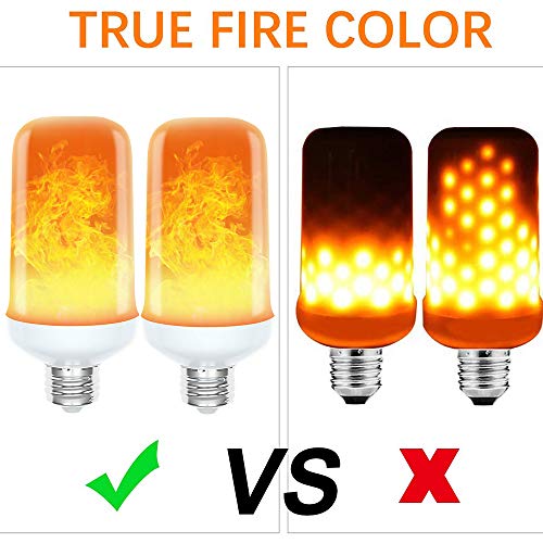 LEDERA LED Flame Light Bulbs, Realistic Flickering Flame Light Bulbs with Upside Down Effect, E26 Base Flame Effect Light Bulbs for Halloween Decorations/Hotel/Bar Party Decoration (2 Pack)