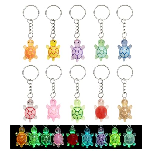 Qoncosy 10 PCS Mini Turtle Keychain Bulk Set Beach Themed Decor Handbag Charms Backpack Accessories and Ocean Themed Ideas Gifts