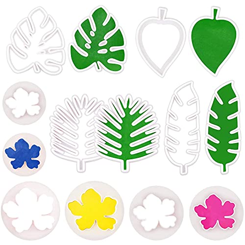 Lot de 7 Emporte Pièces en Forme de Feuille et Fleur Tropicale pour Pâte à Sucre, Bonbons, Décoration de Gâteaux