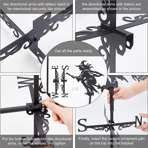 Vintage Wind Vanes For Roofs, Garden Metal Weather Vane Animal Courtyard Ornament Weathervanes Indicator Kit For Home, Garden Sheds, Fence Posts, Pergola,Fishing #TOP2
