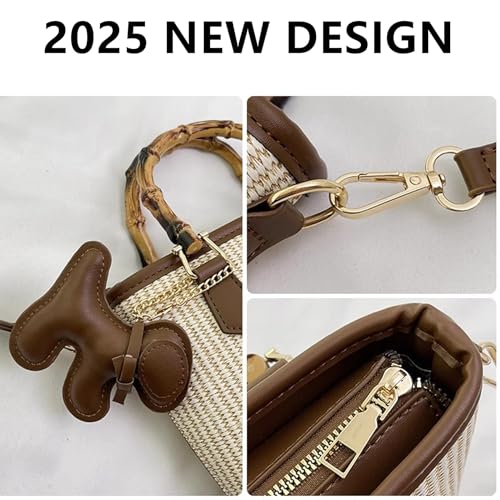 Bolso tote pequeño para mujer, bolso de paja mini para viaje, playa y verano miniatura 7