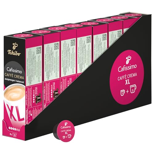 Tchibo Cafissimo Vorratsbox Caffè Crema XL Coffee Kaffeekapseln 80 Stück 8x10 Kapseln (Kaffee kräftig mit intensiven Aromen) nachhaltig & fair gehandelt für große Kaffeebecher