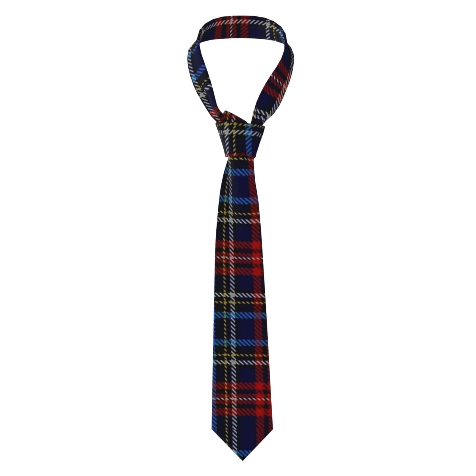 KWQDOZF Stuart Black Tartan Silk Ties, Fashionable Ties For Men'S Suits, Formal Occasions, Business Work Or Weddings