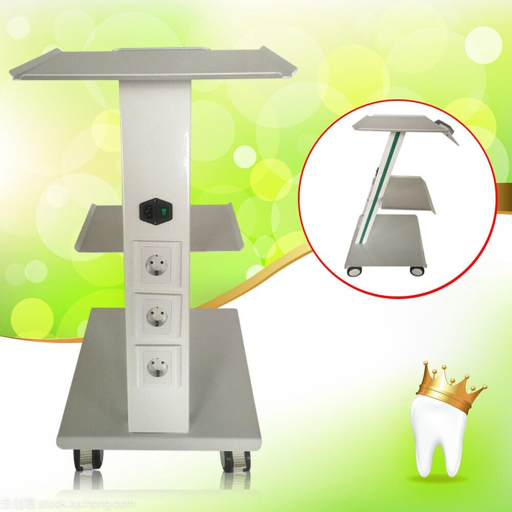 Carrello trolley con 3 prese, piastra in acciaio laccato, 410 x 360 x 770 mm, per salone di bellezza ospedaliero