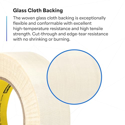 Image of 3M Glass Cloth Electrical Tape 69, 1.5 inch Width x 36yd Length (1 roll), White
