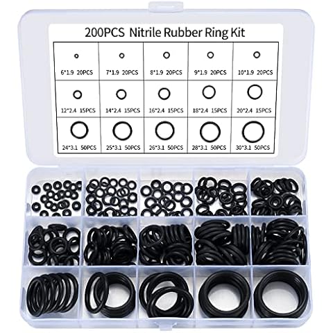 200 Pcs O-Rings Gasket kit, Rubber Nitrile Washers O Rings Assorted, Kitchen Tap Washers Seals Spacers for Mixer Taps, Plumbing, Rubber Spacer Gasket Washers Seal O-Ring Kit - 15 Sizes Cover