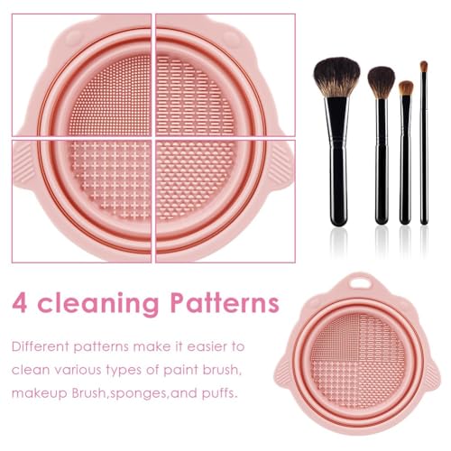 Yeruvce 2er-Pack Faltbarer Pinselreiniger, Pinselwascher, Reinigungsspülbecher für Acryl-, Aquarell- und Ölmalerei, Rosa