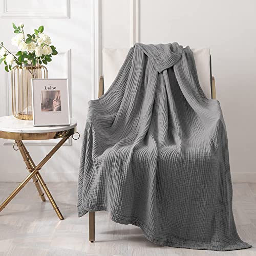 EMME Cotton, Muslin Throw Blanket for Couch Bed 4Layer Breathable