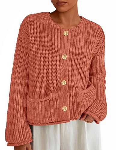 Image of PRETTYGARDEN Cardigan Sweaters for Women 2026 Trendy Oversized Knit Chunky Button Cardigans Fall Winter Outfits with Pockets
