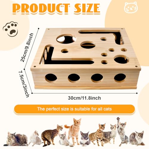 Katzenkratzpuzzle Anreicherungsbox, Katzen Kratzbrett, AnreicherungsBox Katzen Nagelfeilen Holz mit Kratzer, Kratzkokon Fummelbrett für Katzen, Interaktive Kratzboxen Schleifpapier für Indoor Katze-n