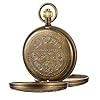 Tiong Luxury Copper Mechanical Pocket Watch with Chain Tourbillon Moon Phase Steampunk Men Pocket Watches with Chain Clip #2