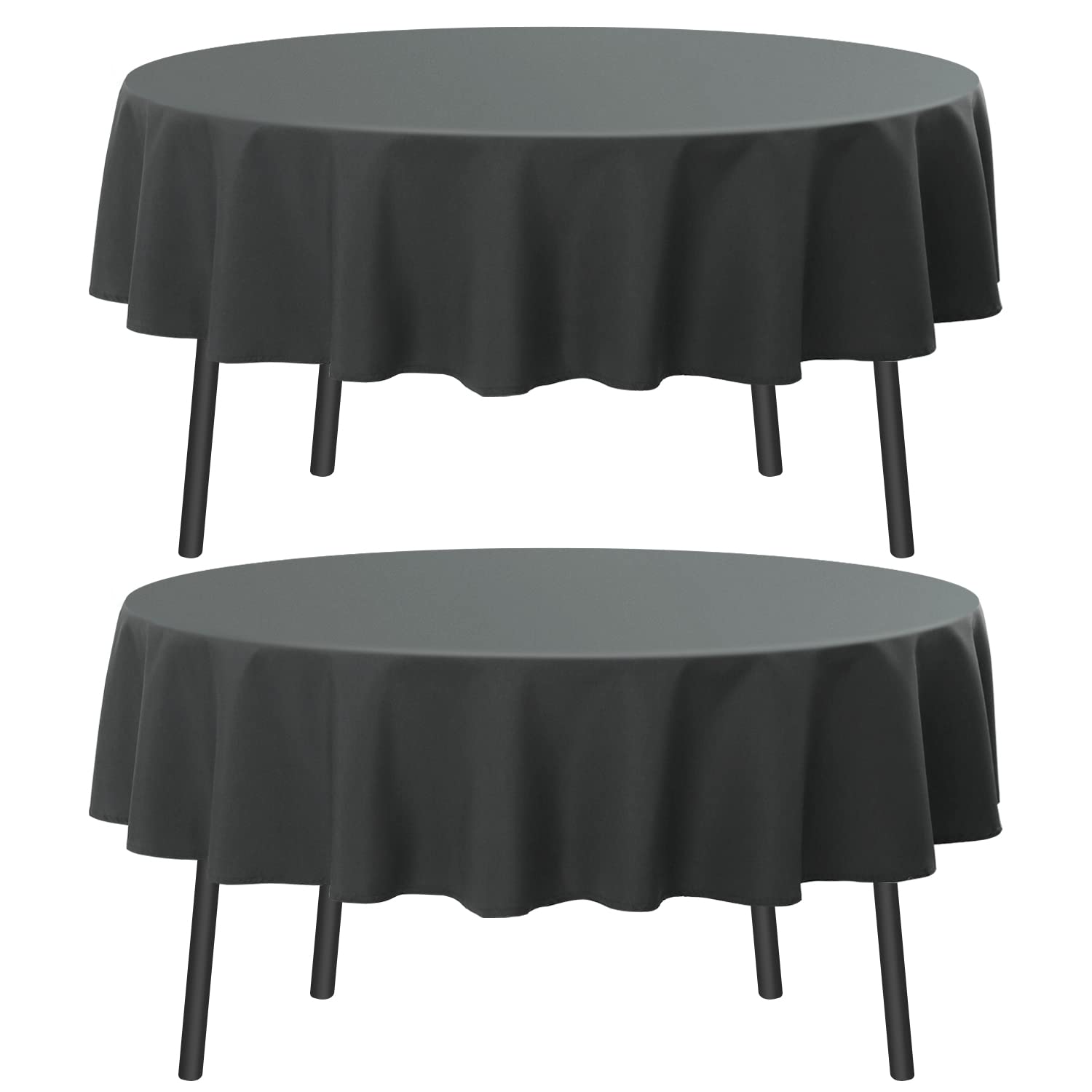 Romanstile Round Tablecloth, 2 Pack 60 Inch, Stain and Wrinkle Resistant Washable Polyester Table Cover for Dining Table and Holiday Parties, Dark