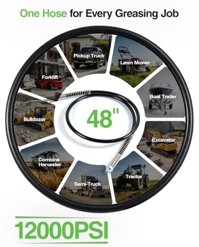 Image of 48-Inch Grease Gun Replacement Hose for M-12, M-18, 12000 PSI High-Pressure