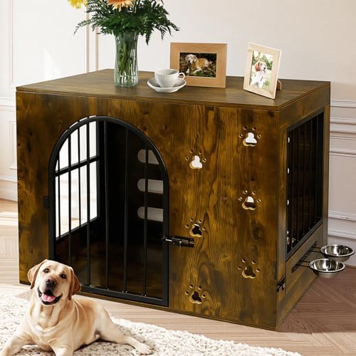 TAOHFE Solid Wood Dog Crates for Medium Dogs — alternate angle